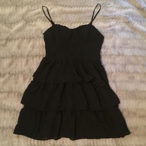 American Eagle black tiered chiffon party dress